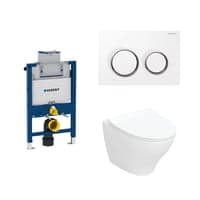 Geberit Duofix Omega 82 cm toiletpakke inkl. If Spira Modern vghngt toilet inkl. toiletsde, Omega20 round: Hvid (krom detaljer) trykknap