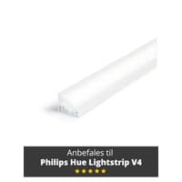 Vinklet aluprofil til bl.a. Philips Hue Lightstrips, Model C, hvid - 1 meter
