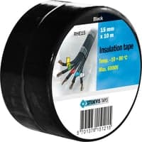 PVC-tape, 15 mm x 10 meter, 2 ruller, sort