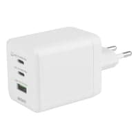 DELTACO GaN vgoplader, 100 W, 1x USB-A, 2x USB-C, PPS, hvid