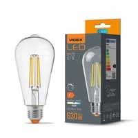 E27 6W LED filament pre, ST64, 630lm, 4000K neutral hvid, 360 grader, dmpbar