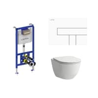 Laufen Pro toiletpakke, komplet inkl. hj cisterne (112 cm), toiletskl, toiletsde & hvid betjeningstryk