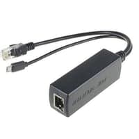 PoE splitter, 5V, 2.4A, Ethernet til RJ45 + MicroUSB, sort, kompatibel med IEEE 802.3af