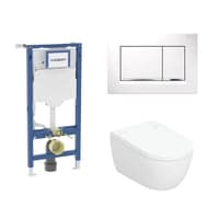 Geberit Duofix 112 cm toiletpakke inkl. Geberit AquaClean Alba douchetoilet vghngt, Geberit Sigma20 square, hvid/krom