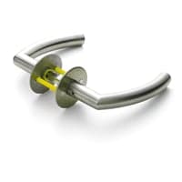 Drgreb C-form m/ros, 40-65 mm, L18, monteret, massiv roset 50x2mm, rustfrit stl, brstet