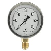 Gasmanometer, 1/4X63, 0-40 mbar, nedadrettet studs