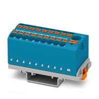 Fordelerblok ptfix 6/18x2,5-ns35 bu, 690 v, 24 a, 19 tilslutninger, bl