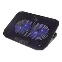 DELTACO laptop cooler for 15.6" lapotop, 2x120mm fans, blue LED, sort