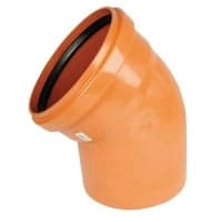PVC bjning 110mm. 45. Med kort indstiksmuffe SN4, EN1401