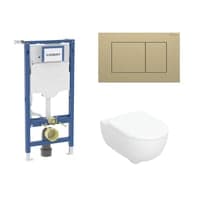 Geberit Duofix 112 cm toiletpakke inkl. Geberit Selnova vghngt + SoftClose toiletsde, Geberit Sigma40 square, messing
