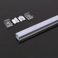 Monteringsst med diffuser til LED-stribe, 2000x17,2x14,4 mm, slv