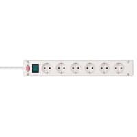 Brennenstuhl Bremounta, 6-stik stikdse, 3 meter kabel, CEE 7/4, vgmontering, hvid