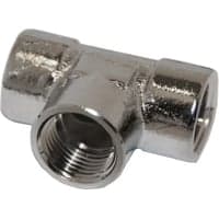 Forkromet messing tee m. muffer, ?" x ?" x ?"