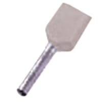 Isoleret dobbelt terminalrr, gr, 2x0,75mm2, L=10mm