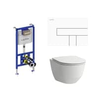 Laufen Pro RIMLESS Sampak inkl. hj cisterne (112 cm), hvid trykplade, skl og sde