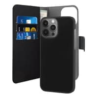 iPhone 13 Pro Max etui, PU-lder, aftageligt, sort