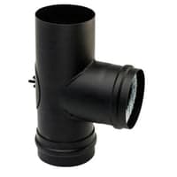 Metalbestos T-stykke 90 med ovntilslutning, sodskl og renselem, 80 mm, sort rgrr