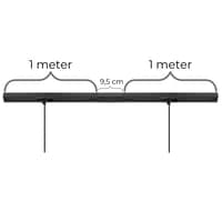 Square lampeskinne til loft til nedhngte lamper (pendler), til 3 lamper, midtertilslutning, sort, 2 meter