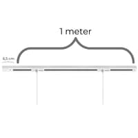 Square lampeskinne til loft til nedhngte lamper (pendler), til 3 lamper, endetilslutning, hvid, 1 meter