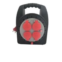 Kabeltromle "Mini", 230 V med jord, lukket, 15 meter, rd/sort/gr - E-Line