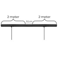 Square lampeskinne til loft til nedhngte lamper (pendler), til 4 lamper, midtertilslutning, sort, 4 meter
