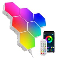 Hexagon vglys - vglampe, RGBIC, gamer vgbelysning (6 stk)