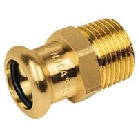 Kobber Cu press overgang, 1/2" x 12 mm med udvendigt gevind og muffe - Sanha