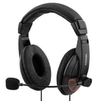 DELTACO headset, lukket, volumenkontrol p kablet, 2x3,5mm, 2m kabel,
