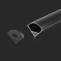 Monteringsst med diffuser til LED-strip, sort, 2000x15,8x15,8 mm