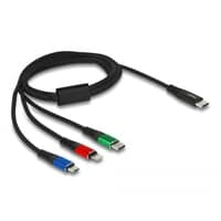 Delock USB ladekabel, 3-i-1, Type-A til Lightning, Micro USB, USBC, 1 m, sort