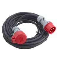 Kabelst med CEE stik 63A 5G16 og fasevender, 10 meter, sort