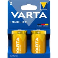 Longlife D batteri, 1,5V, alkaline, 2 stk. - Varta