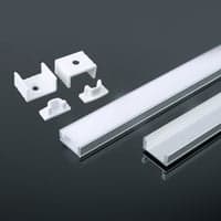 Monteringsst til LED-strip, overflade, 2000x17,4x7 mm, slv