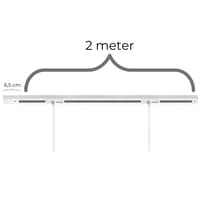 Square lampeskinne til loft til nedhngte lamper (pendler), til 3 lamper, endetilslutning, hvid, 2 meter