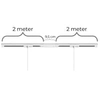 Square lampeskinne til loft til nedhngte lamper (pendler), til 3 lamper, midtertilslutning, hvid, 4 meter