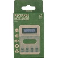 Deltaco USB batterioplader til 4xAA/AAA NiMH/NiCd batterier, hvid