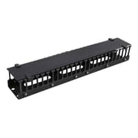 DELTACO 19" cable management, metal/plastic, finger duct and feedthrou
