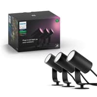 Philips Hue Lily udendrs havespot med spyd, Color & White ambiance, Zigbee, sort - 3 pak