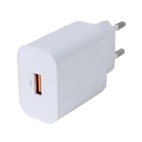 Usb vgoplader, 1x Usb-A, hurtig opladning 18 W, hvid - Deltaco