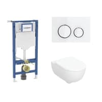 Geberit Duofix 112 cm toiletpakke inkl. Geberit Selnova vghngt + SoftClose toiletsde, Geberit Sigma50 round hvid/krom