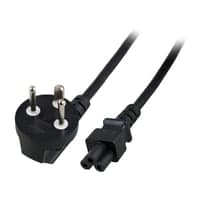 Netledning med Dansk EDB vinklet stikprop med jord og C5 hun-apparatstik (Mickey Mouse stik), 1,8 meter, sort - vrige
