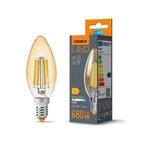E14 6W LED kertepre, Filament, 680lm, erstatter 60W, 2200K