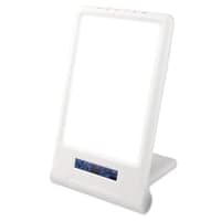 LED lysterapi lampe med timer/alarm, 18W, 10.000 LUX, indbygget batteri (flicker free), hvid/bl
